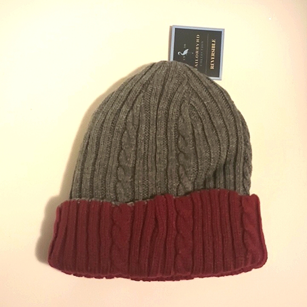 TAYLOR BYRD GREY HEATHER CABLE KNIT STYLE HAT